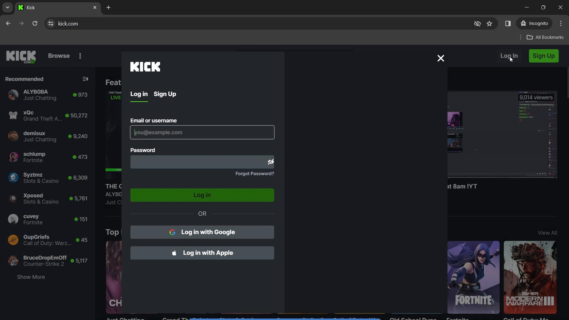 Logging in and logging out on Kick video thumbnail