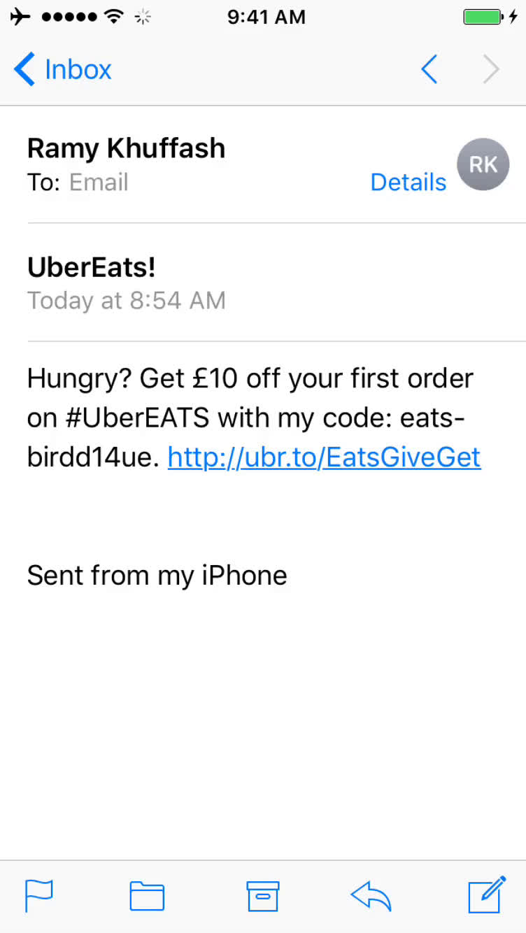 Screenshot of Promo codes on Uber Eats