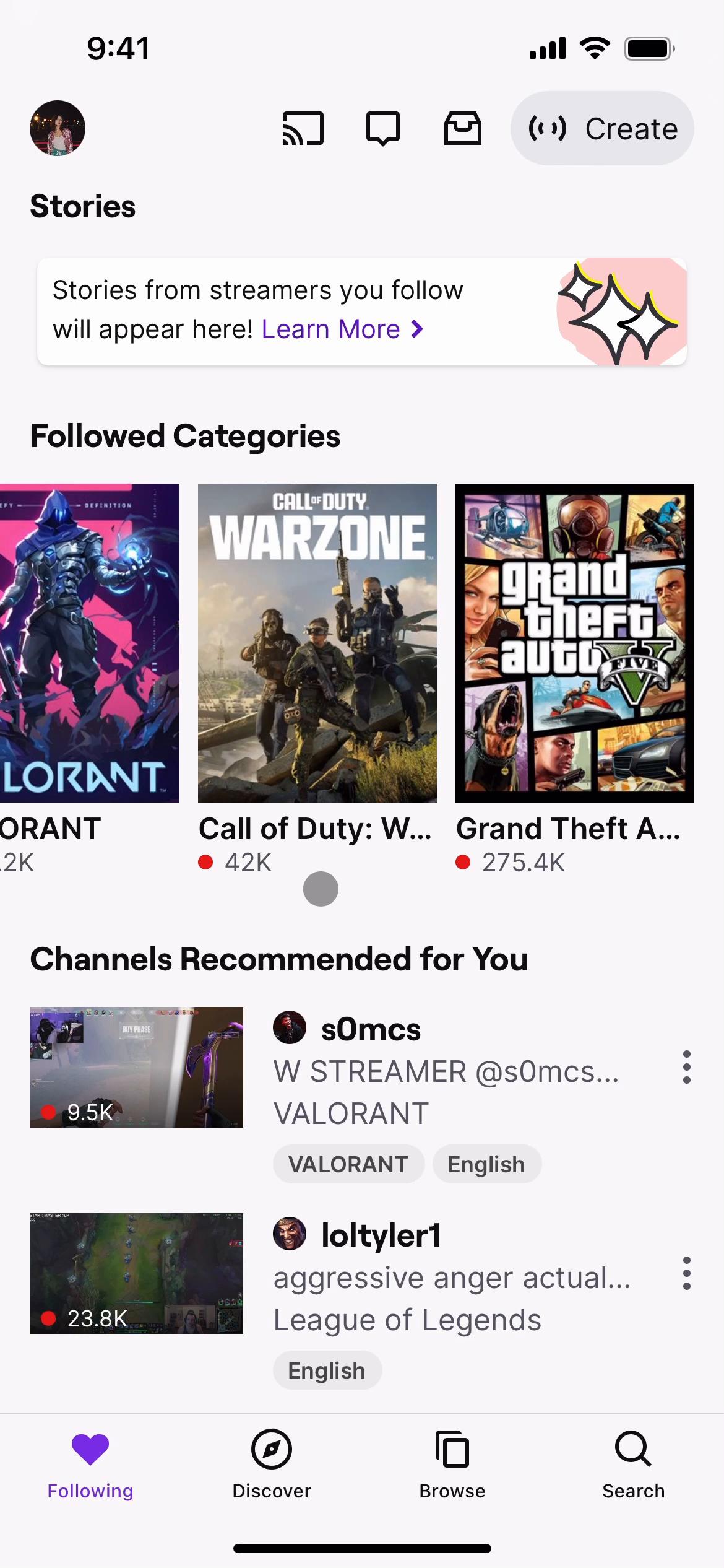 Screenshot of Sharing on Twitch