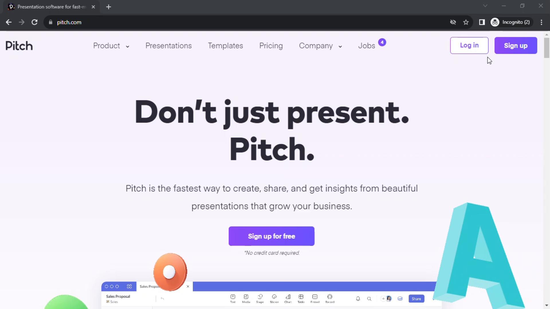 Screenshot of Onboarding on Pitch