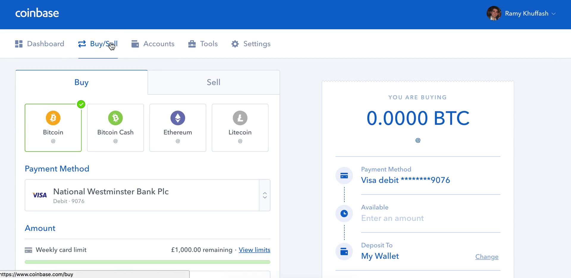 connection problem when im trying to buy crypto on coinbase