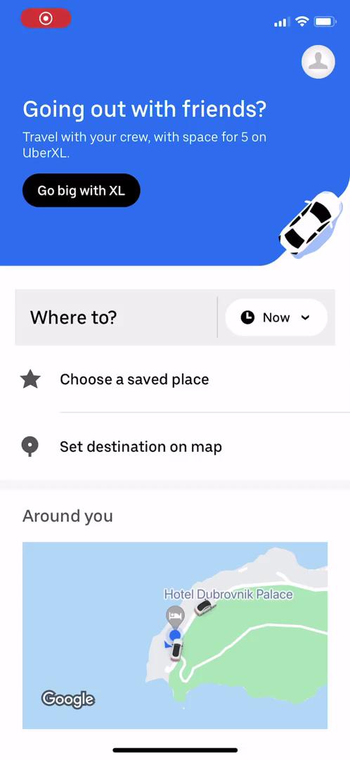 Booking transport on Uber video screenshot