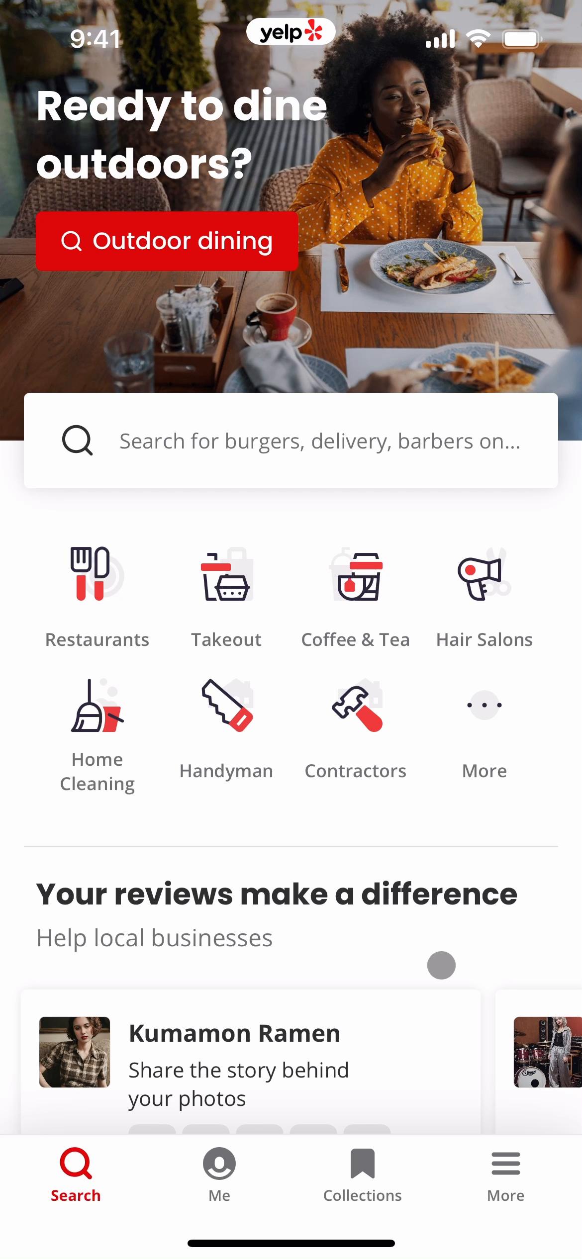 Screenshot of Support on Yelp