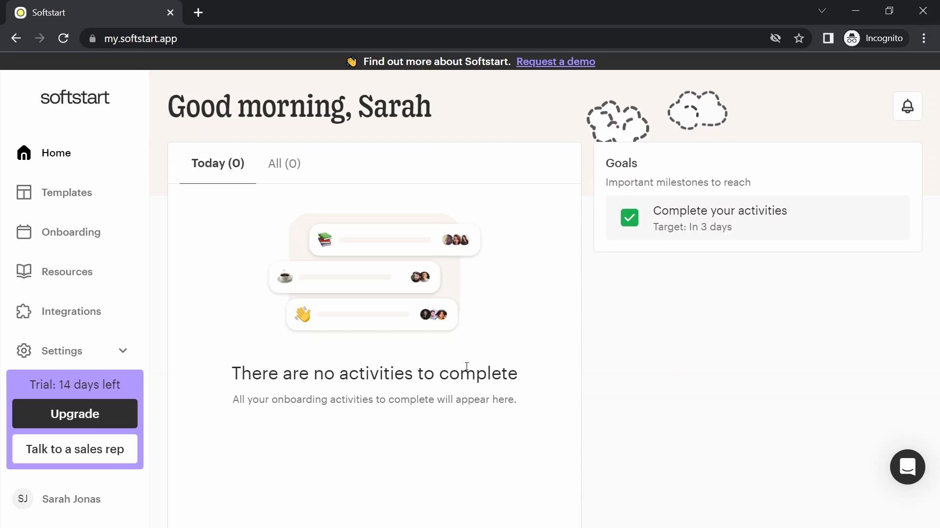 Screenshot of Inviting people on Softstart