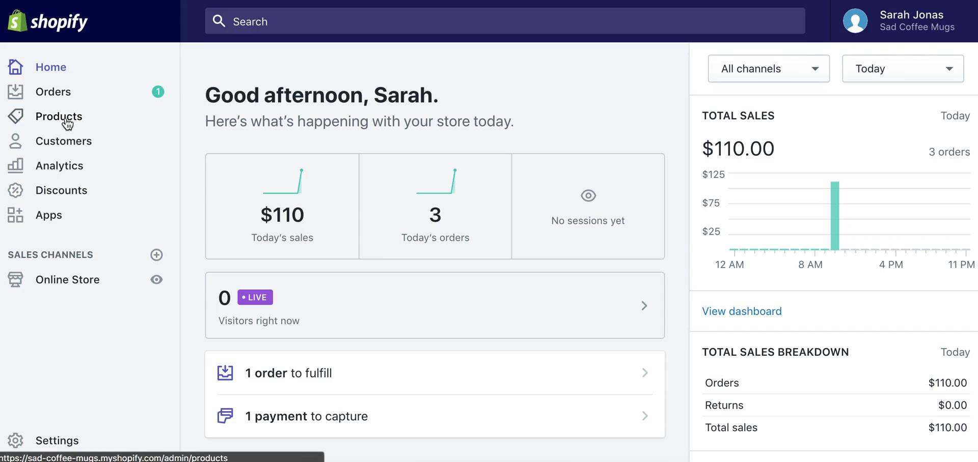 Screenshot of Inventory Management on Shopify