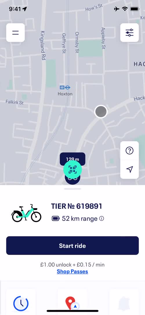 Screenshot of Bike details on General browsing on TIER user flow