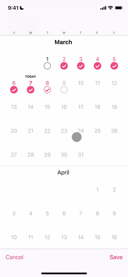 Tracking activity screenshot