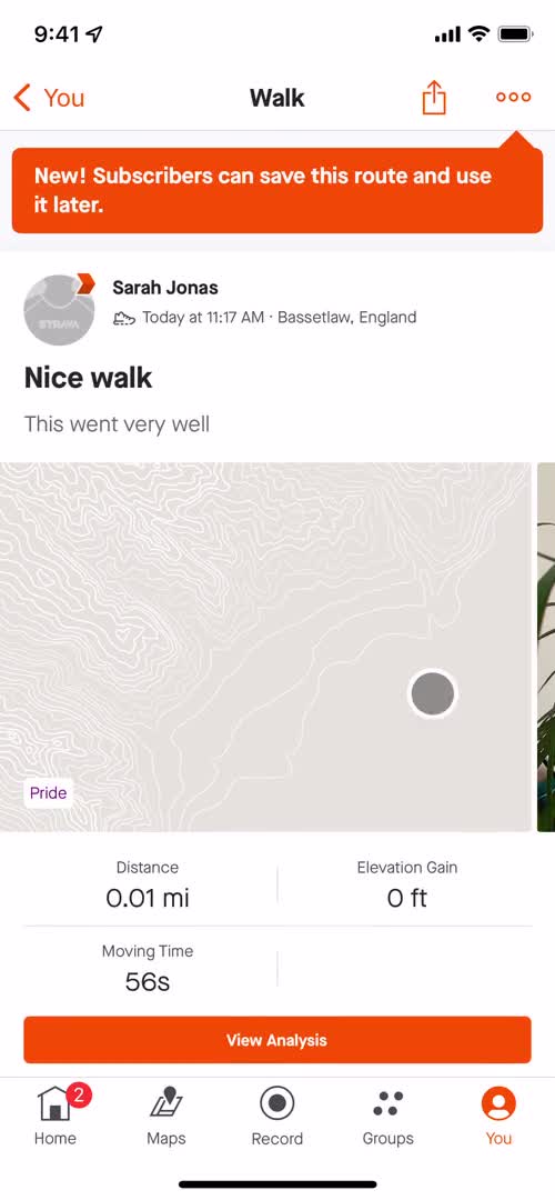 Tracking activity screenshot