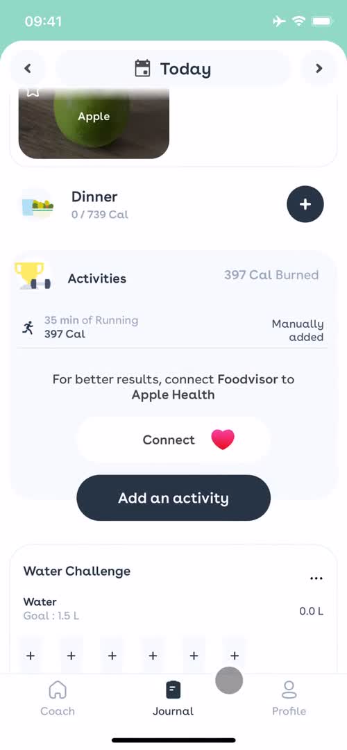 Tracking activity screenshot