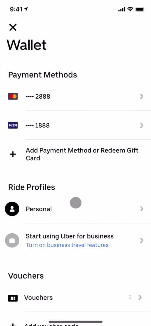 Updating payment settings screenshot