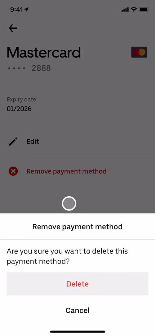 Updating payment settings screenshot