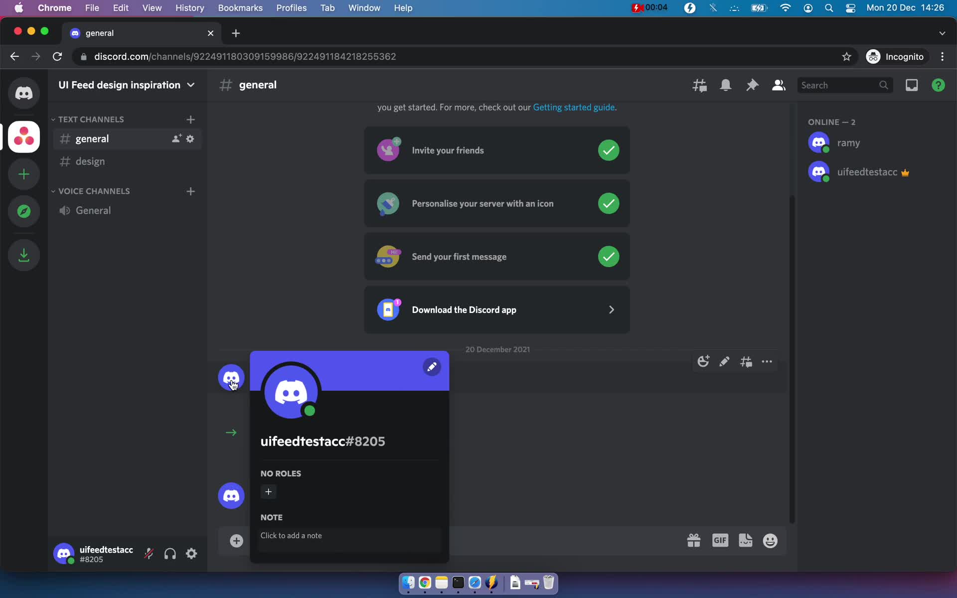 Screenshot of Profile preview on Updating your profile on Discord user flow