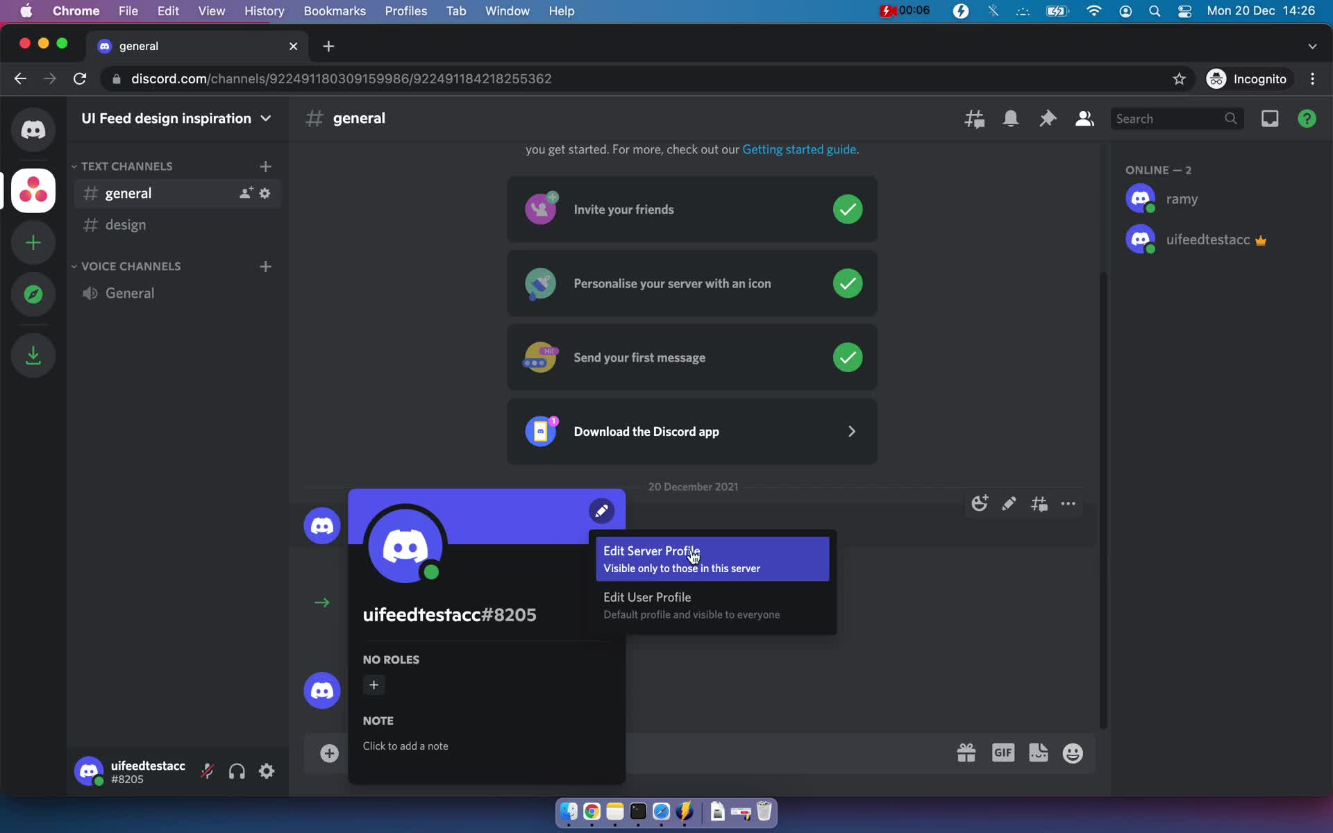 Screenshot of Select profile on Updating your profile on Discord user flow