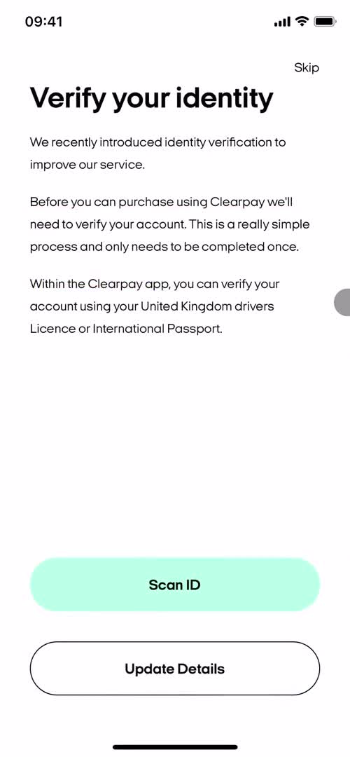 Identity verification screenshot