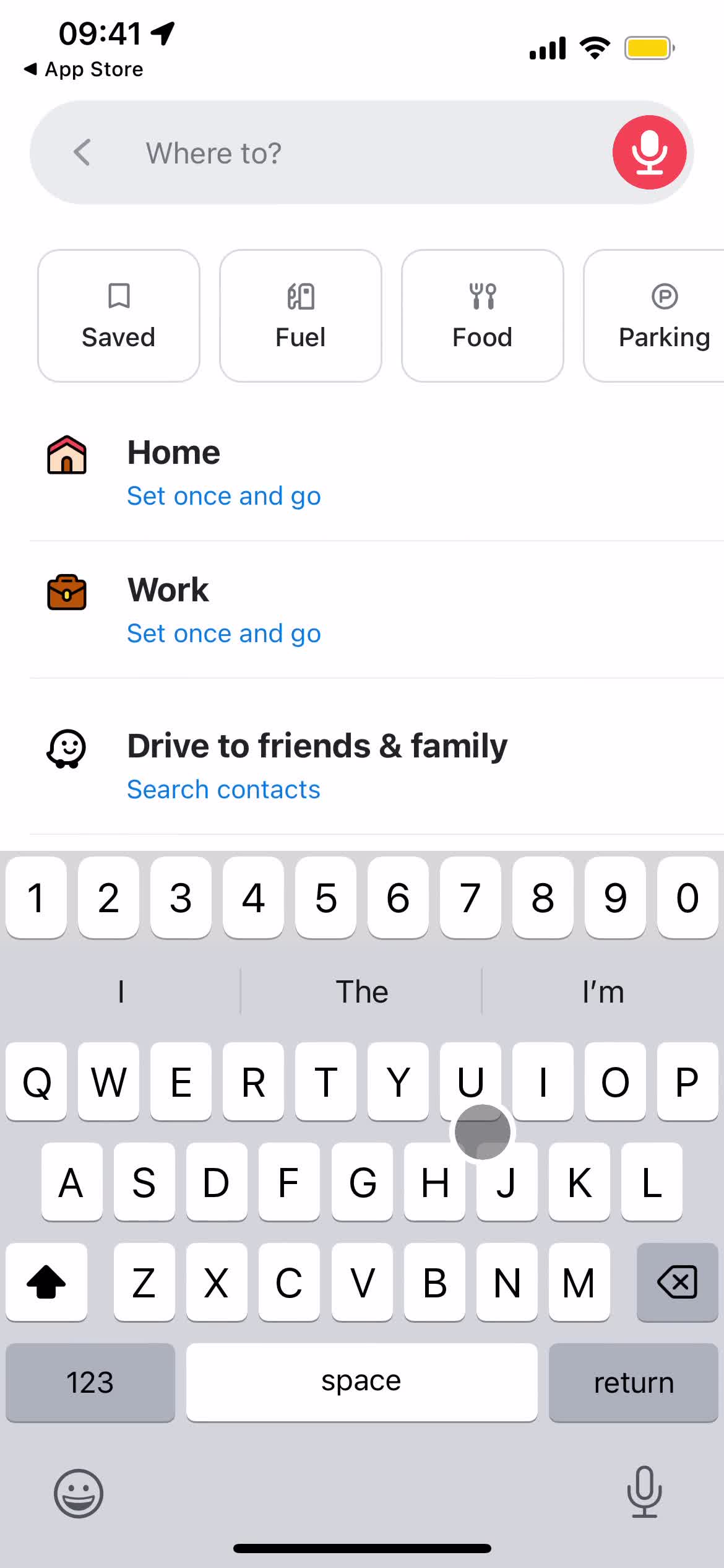 Waze set destination screenshot