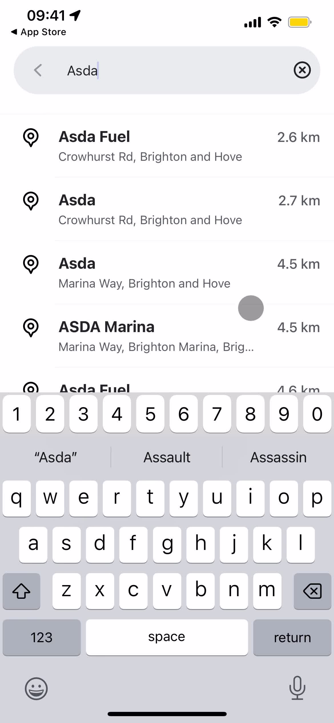 Waze locations screenshot
