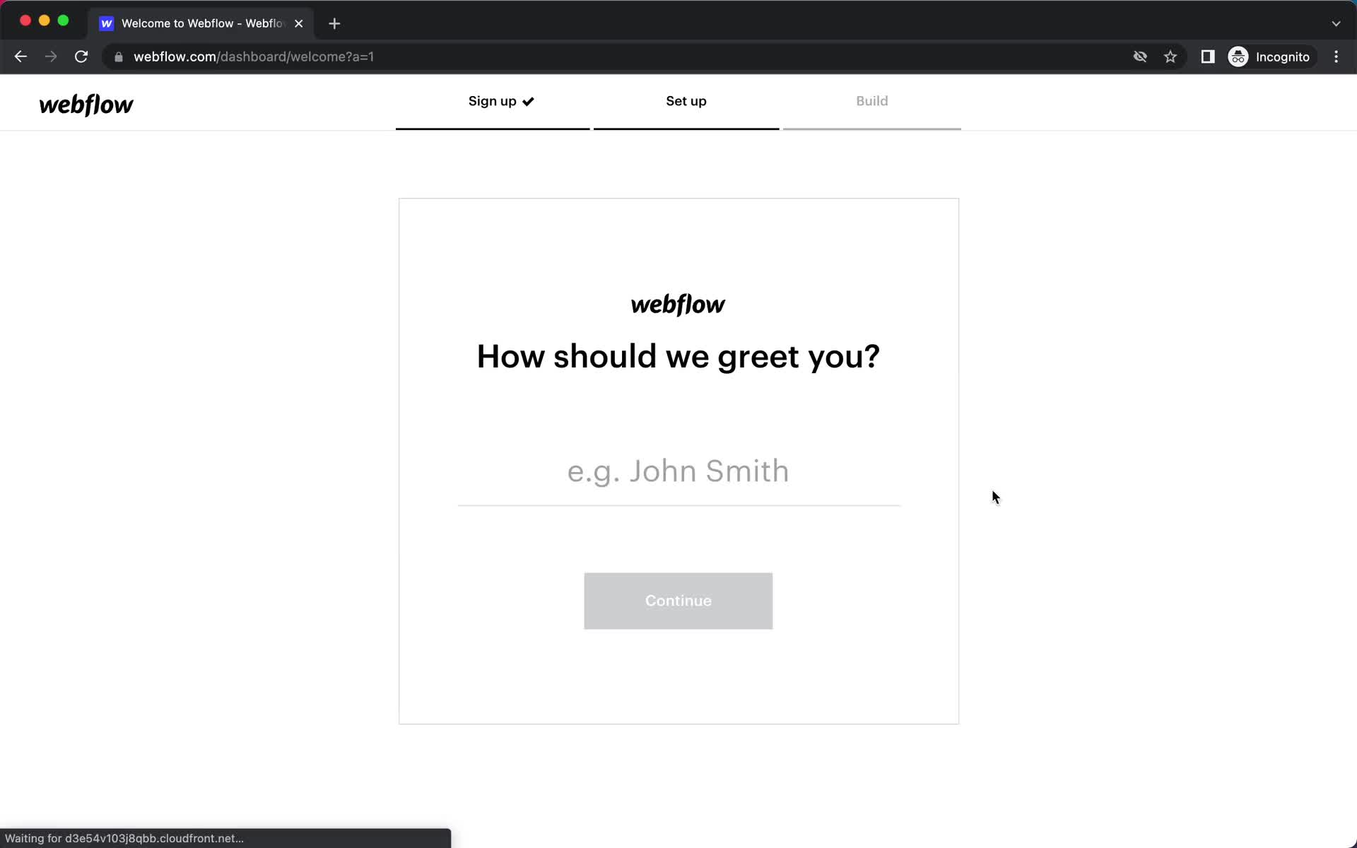 Webflow enter name screenshot