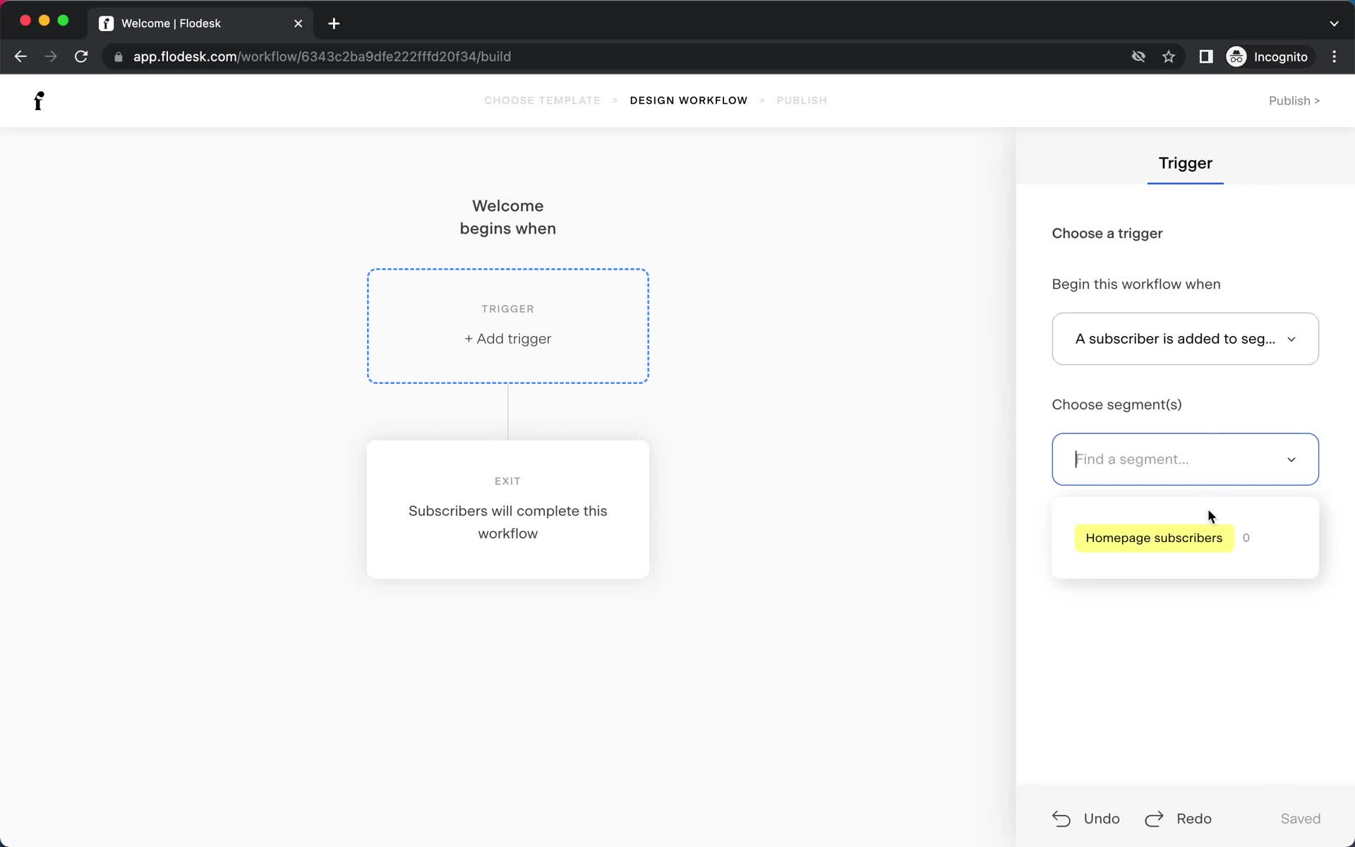 Creating an automation workflow screenshot