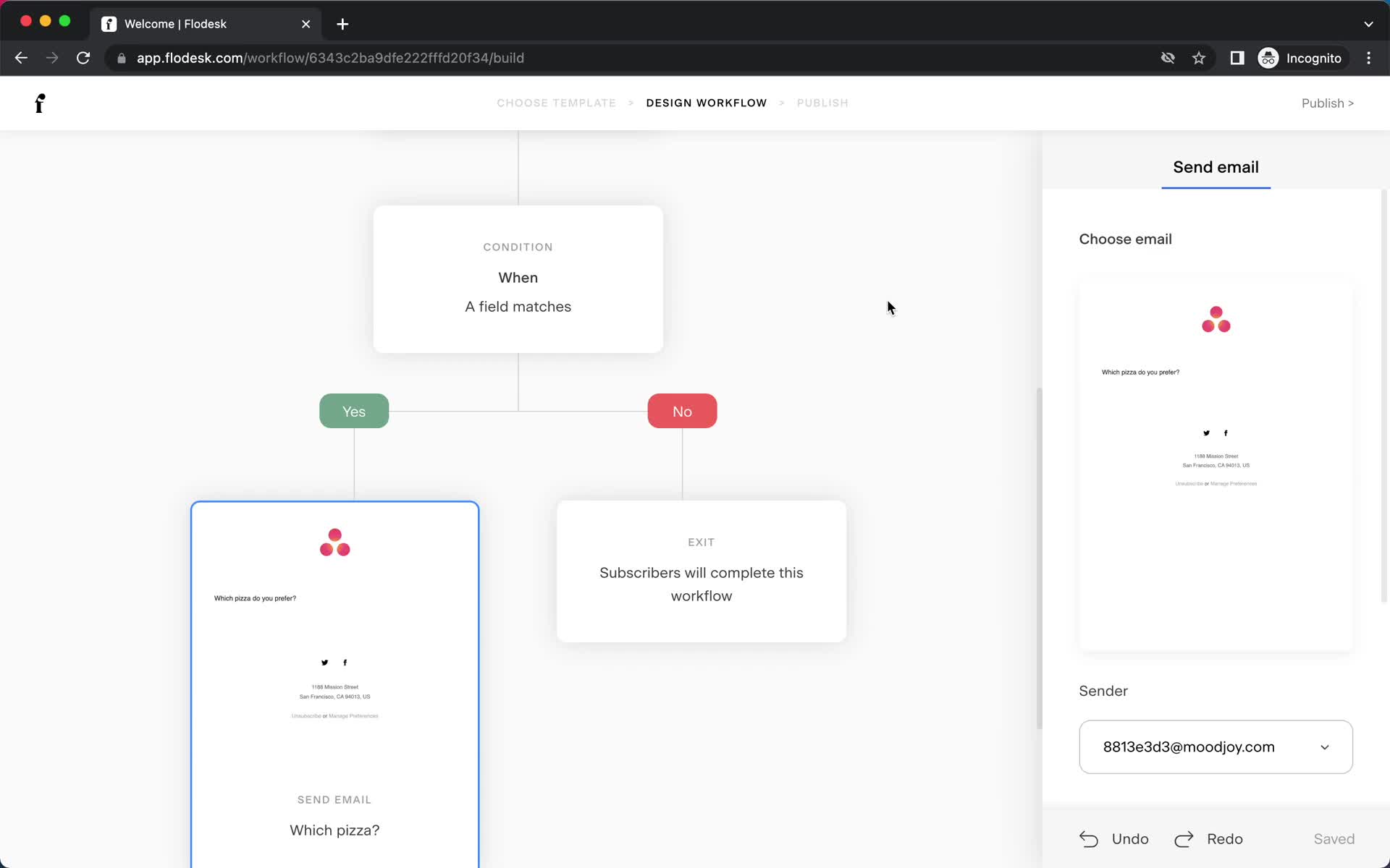 Creating an automation workflow screenshot