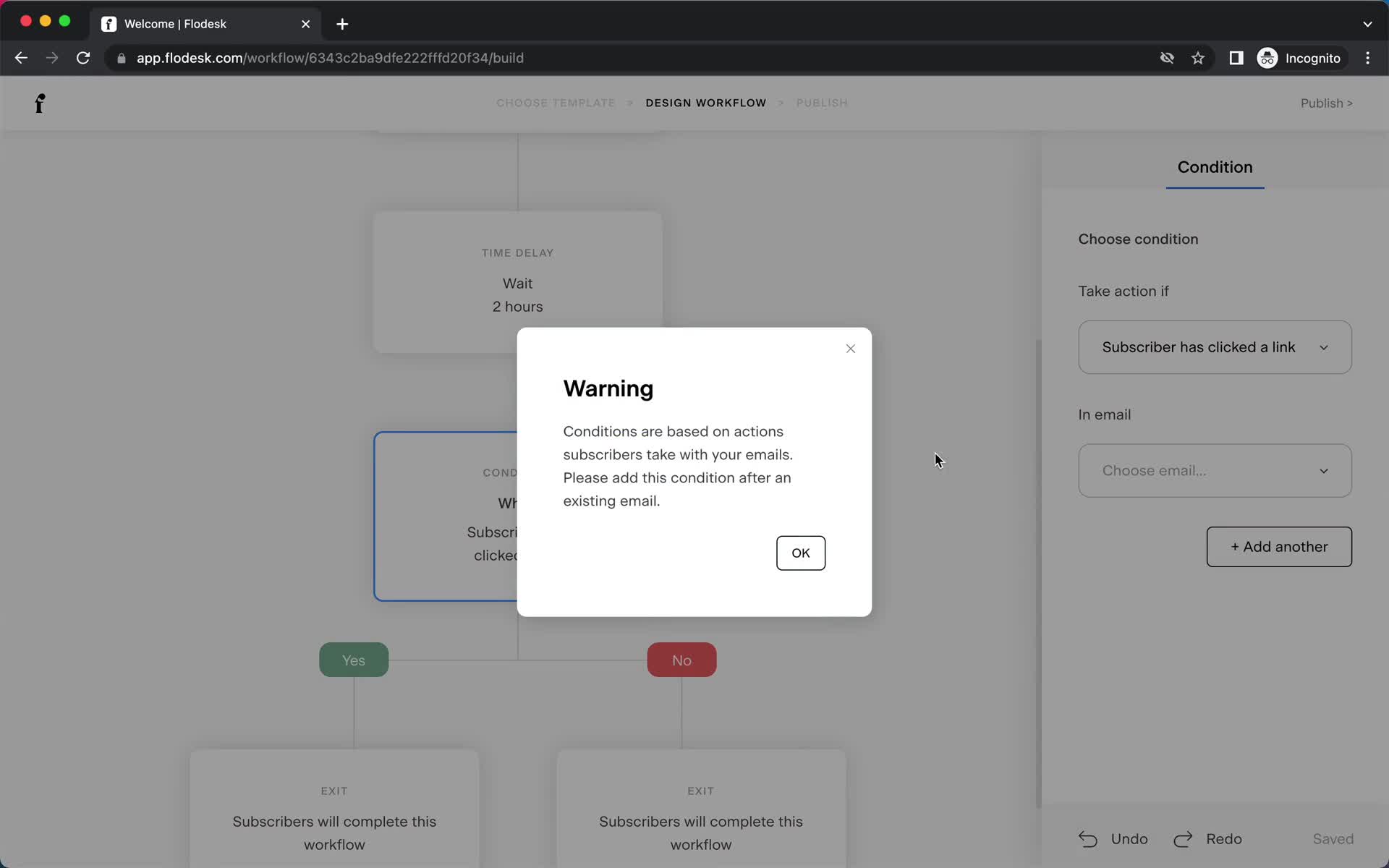 Creating an automation workflow screenshot