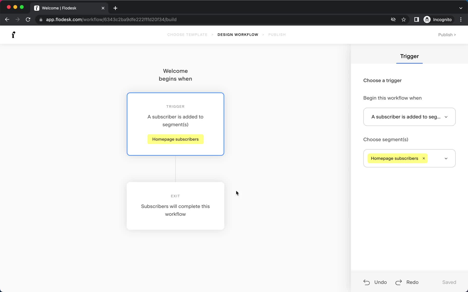 Creating an automation workflow screenshot