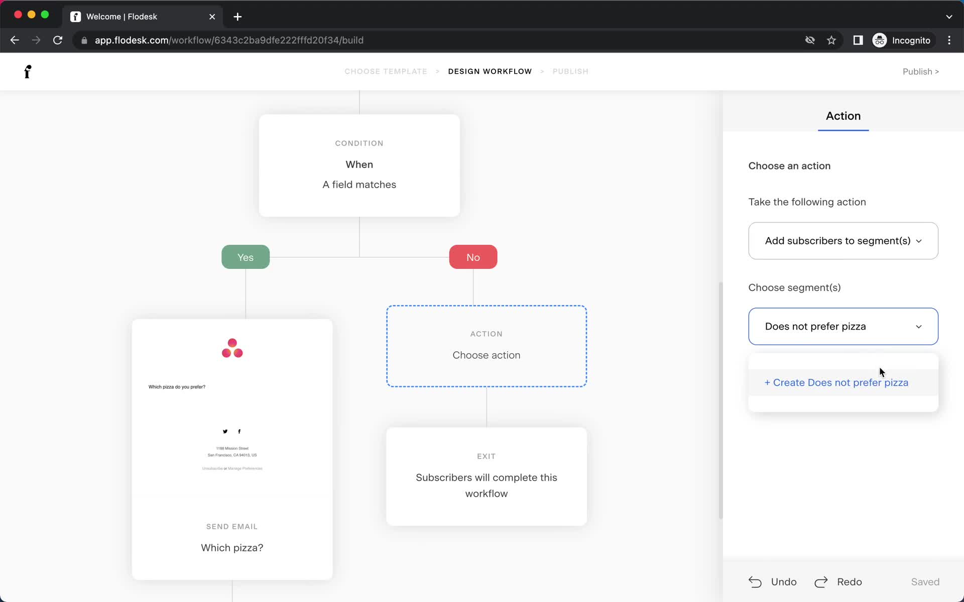 Creating an automation workflow screenshot