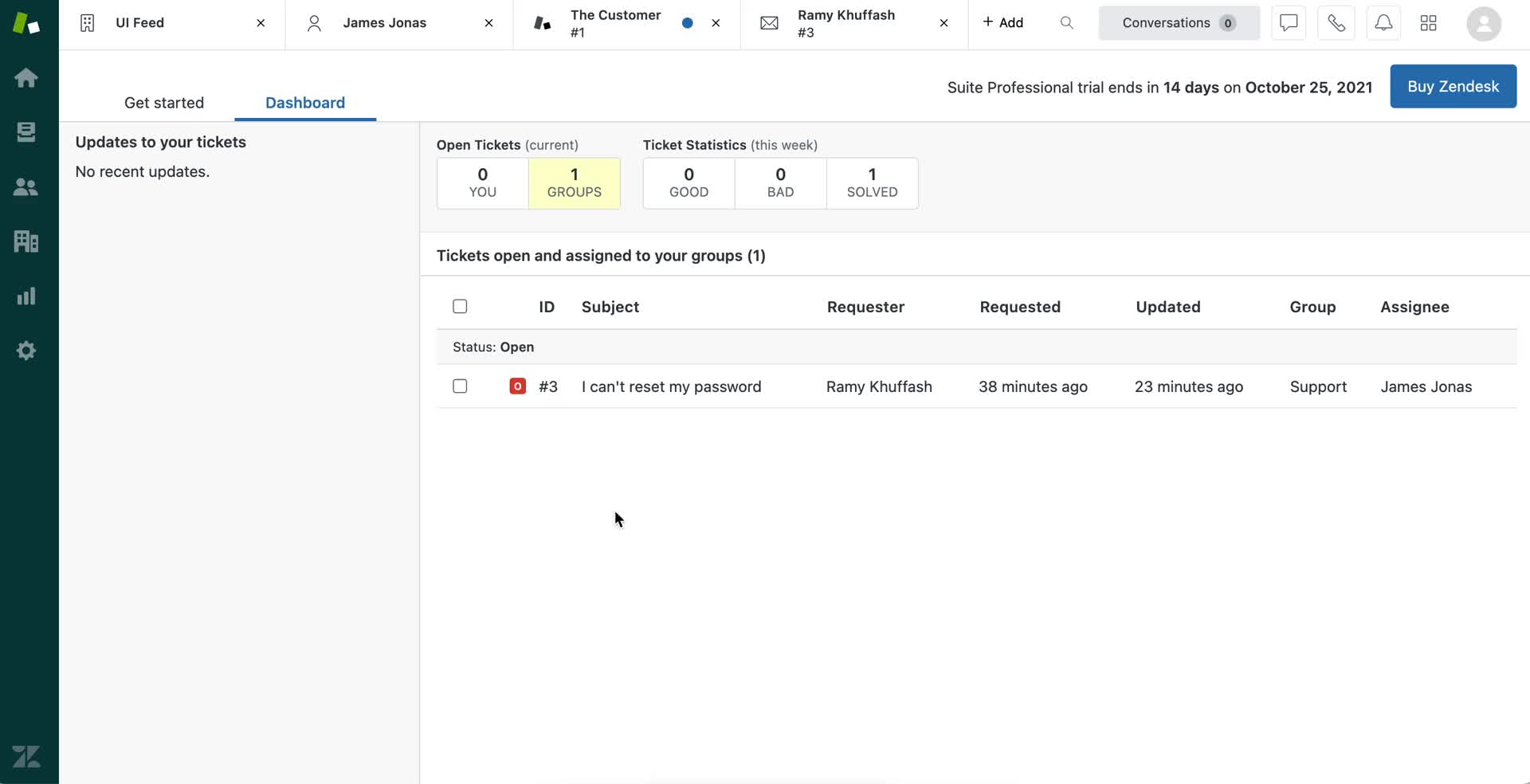 Screenshot of Dashboard on Creating an automation workflow on Zendesk user flow
