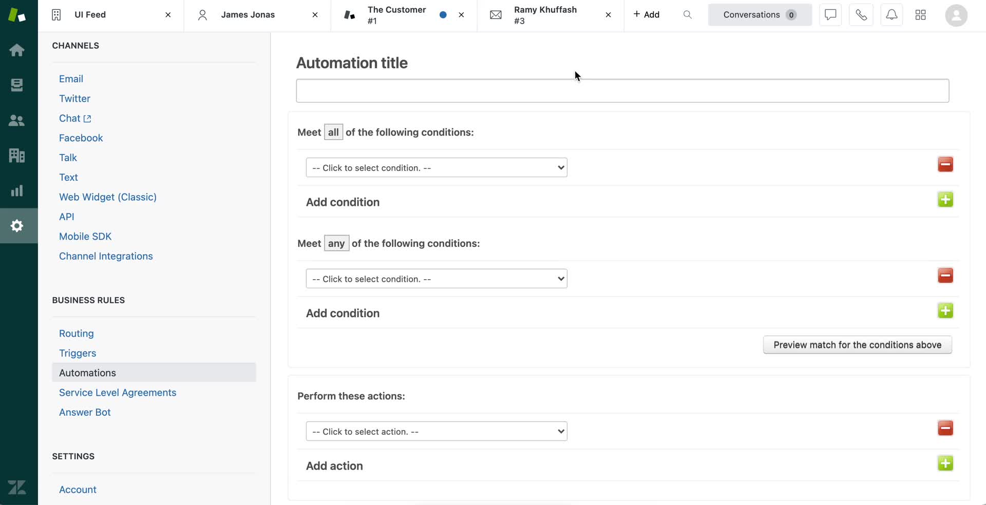 Creating an automation workflow screenshot