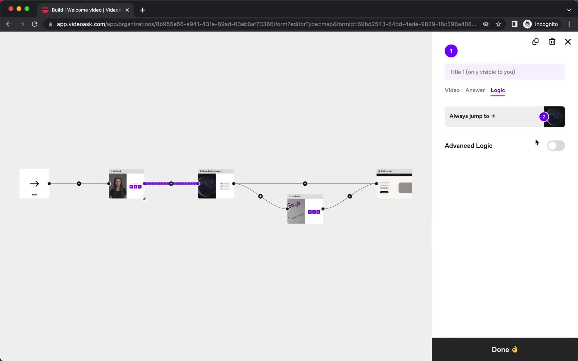 Creating an automation workflow screenshot