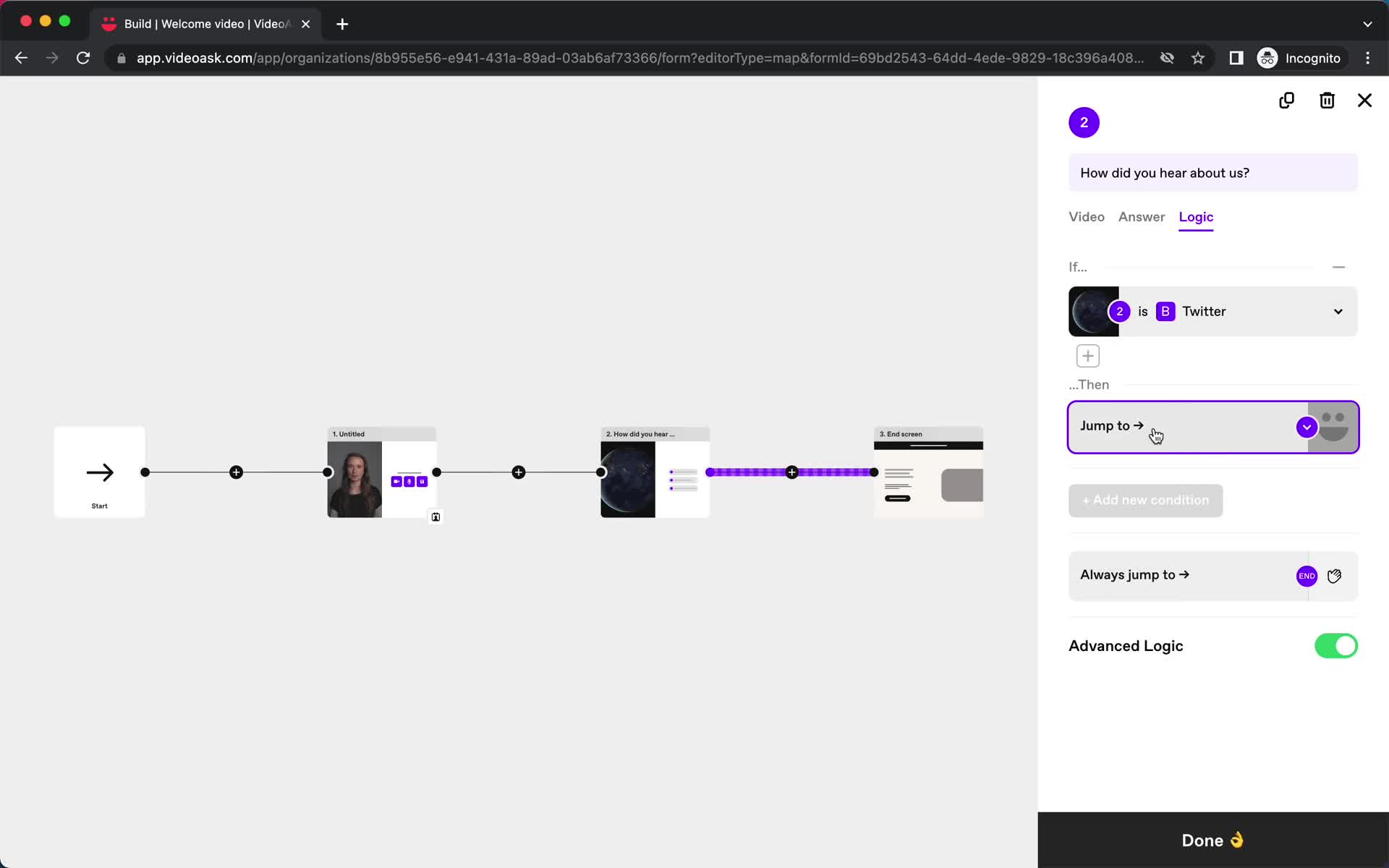 Creating an automation workflow screenshot