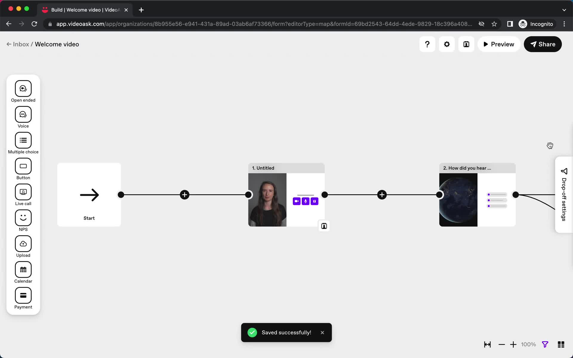 Creating an automation workflow screenshot