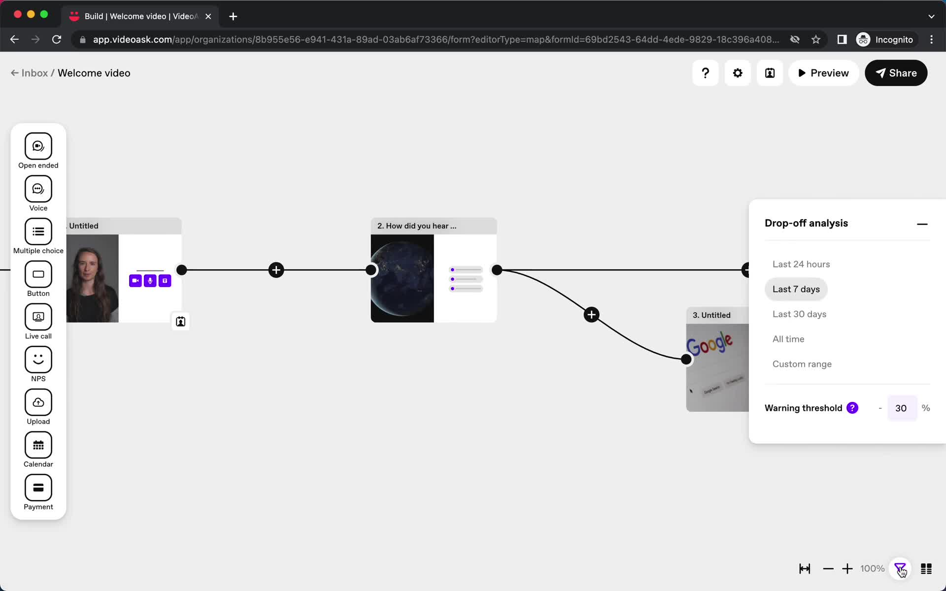 Creating an automation workflow screenshot