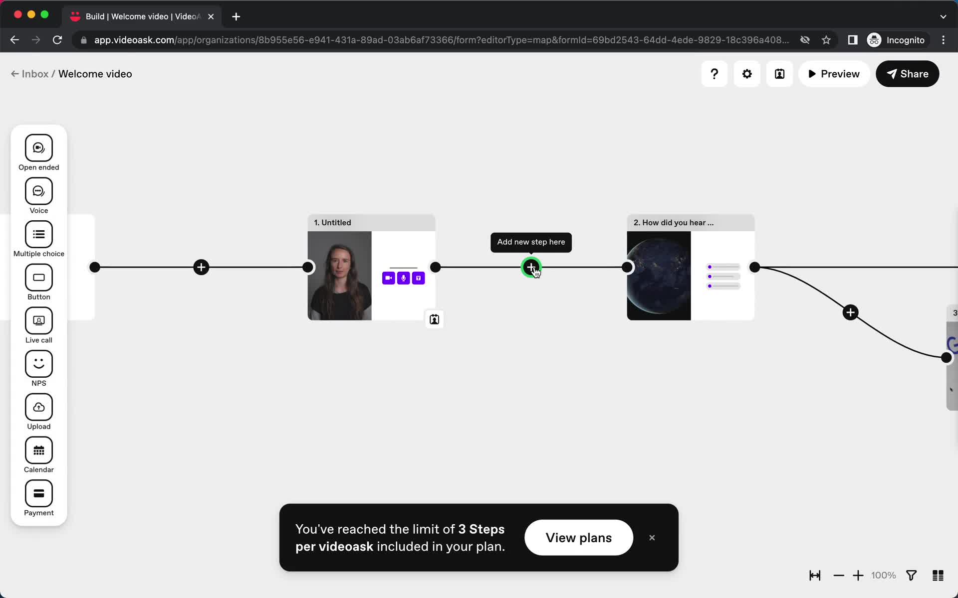 Creating an automation workflow screenshot