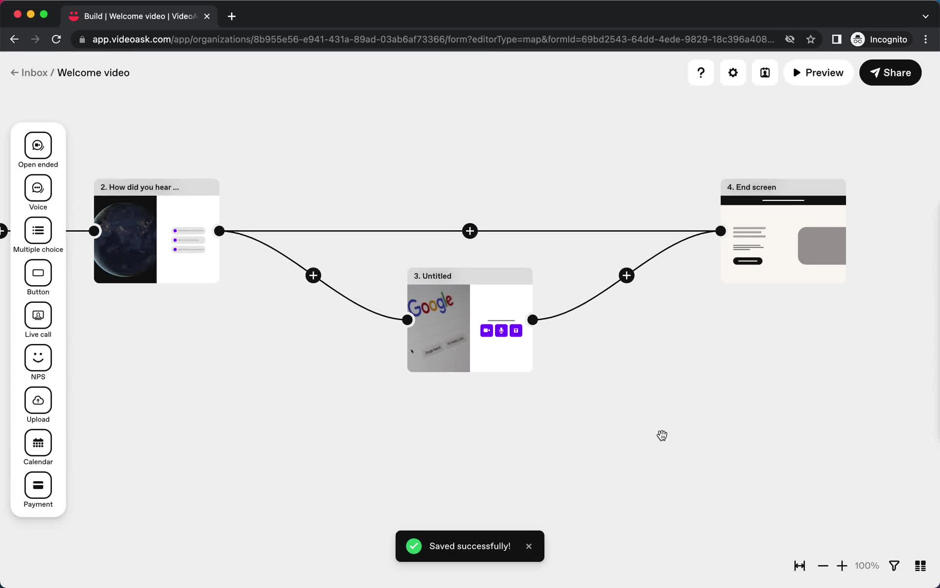 Creating an automation workflow screenshot