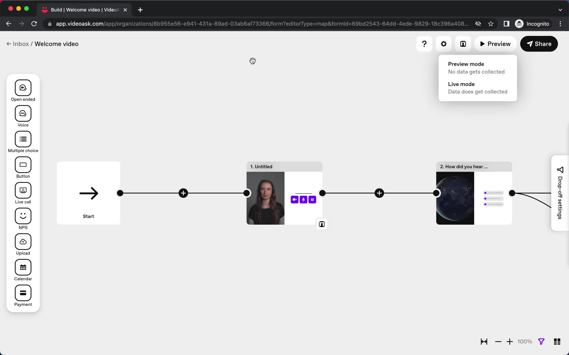 Creating an automation workflow screenshot