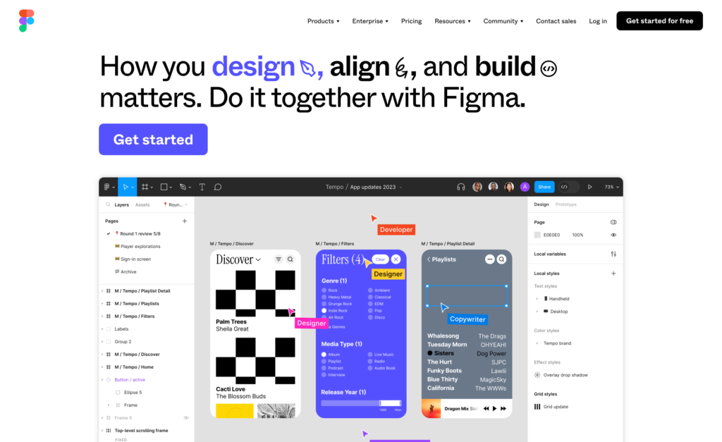 Page Flow's screenshot of the Figma website home page.