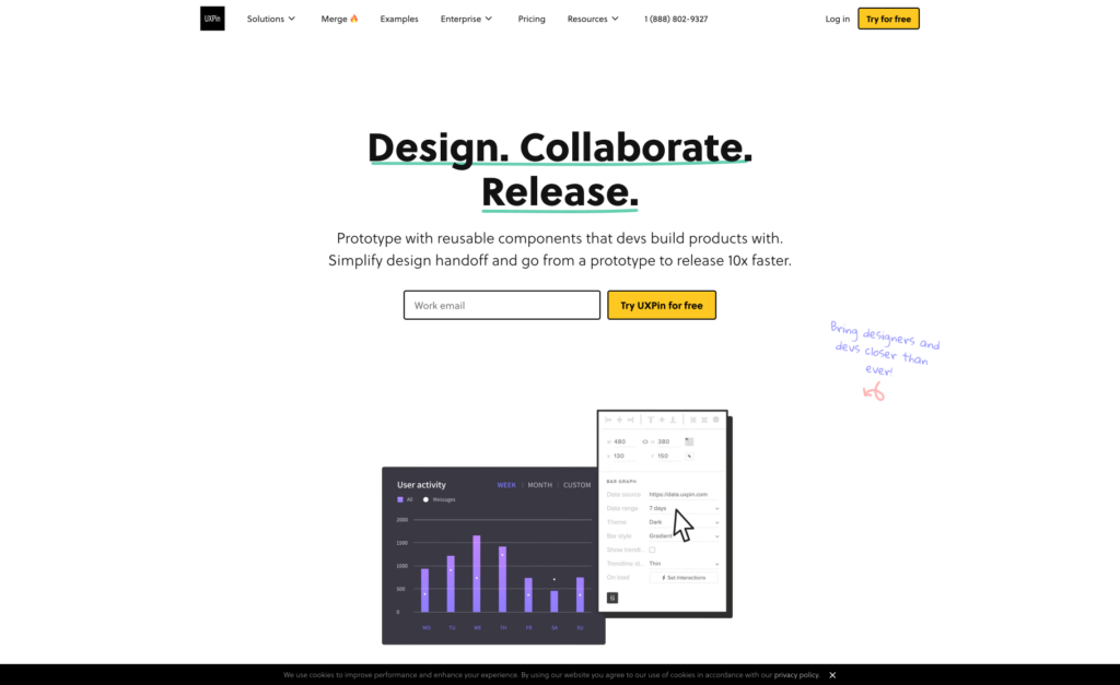 Page Flow's screenshot of the UXPin website home page.