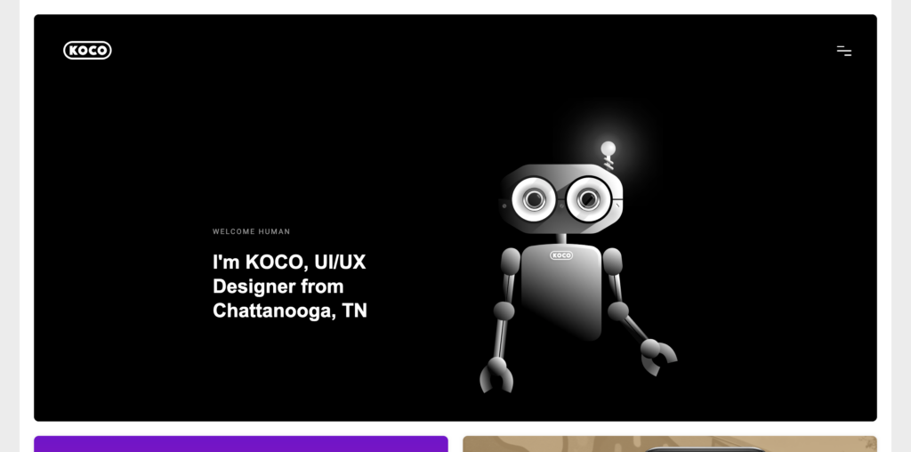 Page Flows’ screenshot of KOCO’s UX design portfolio website homepage.