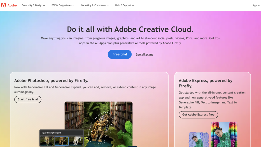Page Flows’ screenshot of the Adobe Creative Cloud homepage.

