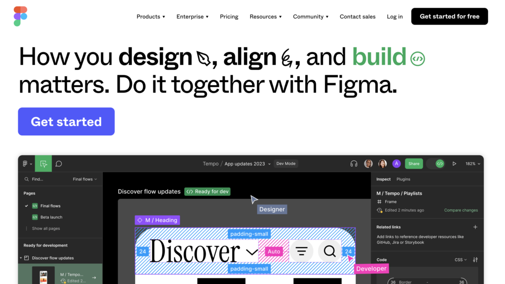 Page Flows’ screenshot of the Figma homepage.
