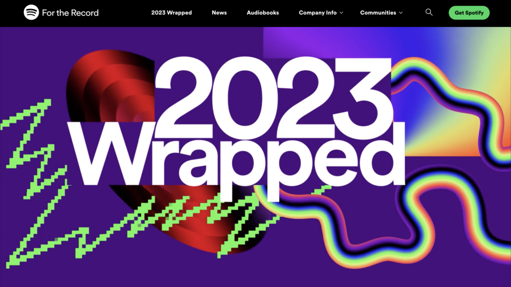 Page Flows' screenshot of the Spotify Wrapped 2023 homepage on desktop.
