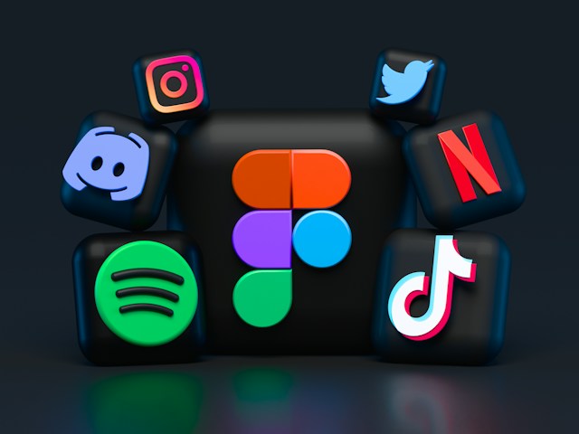 An illustration featuring a collection of famous digital product logos, including Discord, TikTok, Netflix, and Spotify.
