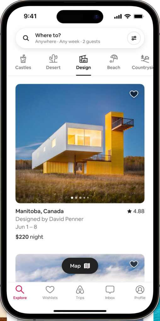 Page Flows’ screenshot of the Airbnb interface, taken from the Apple App Store.