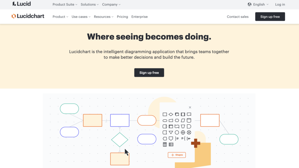 Page Flows’ screenshot of the Lucidchart desktop homepage