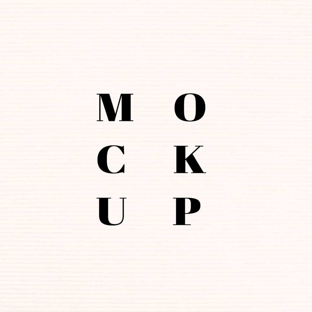 A white background with the word ‘Mockup’ in the middle. 
