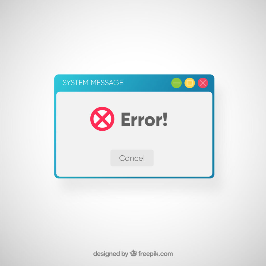 An illustration of a pop-up error message. 
