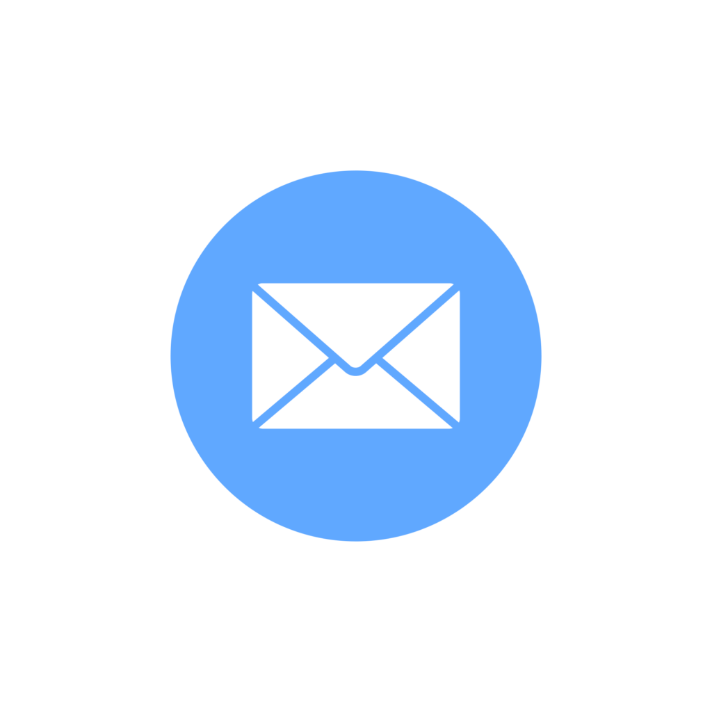 A blue and white illustration of the email icon.
