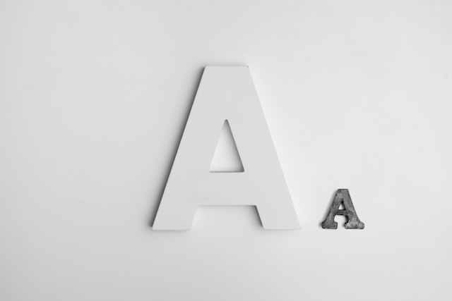 A small and large uppercase letter 'A' side by side on a white background.
