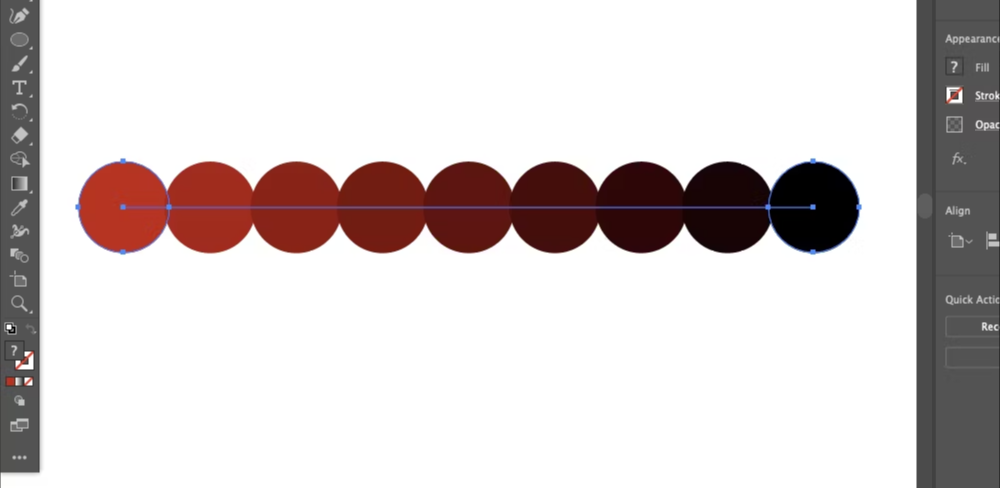 A Page Flows screenshot of Adobe Illustrator’s color swatch blending tool.