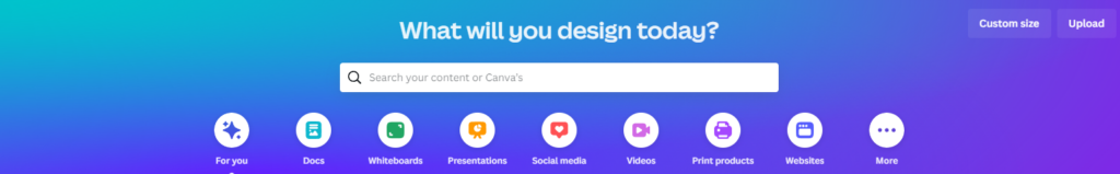 A Page Flows screenshot of the primary navigation menu on Canva’s homepage.